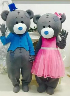 情侣小熊男士蓝色小熊女士粉色小熊卡通人偶服装道具演出玩偶服