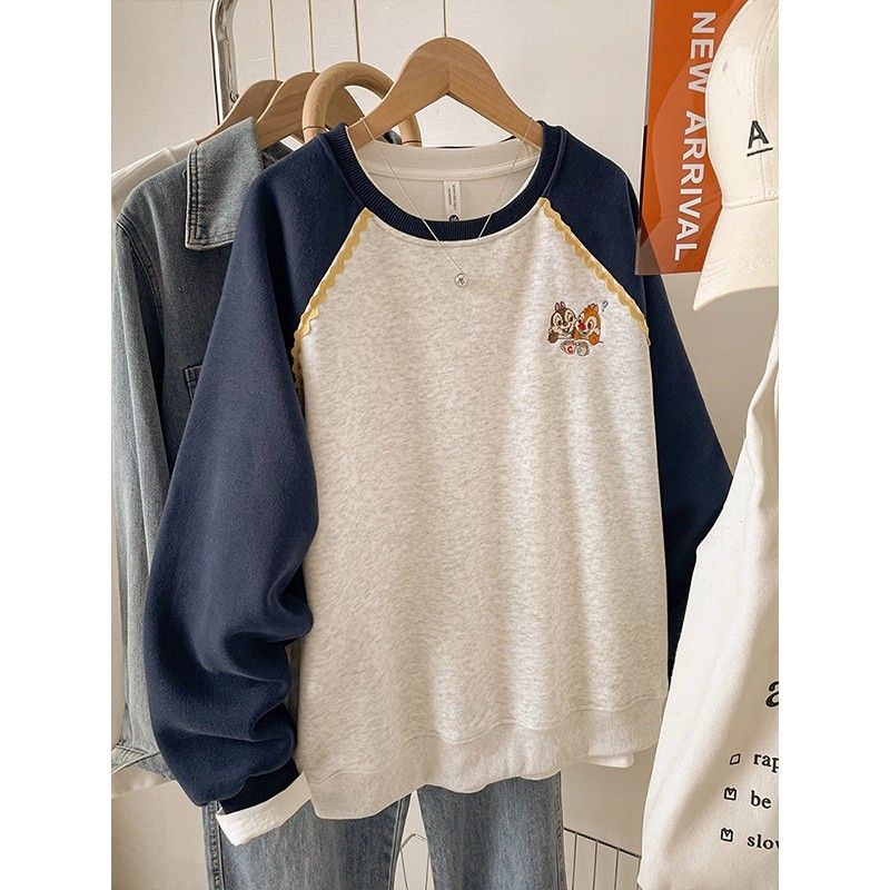 重磅纯棉灰色加绒无帽卫衣女秋冬