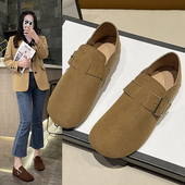 休闲单鞋 秋季 全包一脚蹬平底鞋 小皮鞋 自然卷勃肯鞋 单鞋 女2025新款