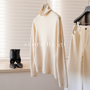 100%羊绒自由高领打底衫 烫钻极简ROW风百搭亲肤柔软舒适羊绒衫