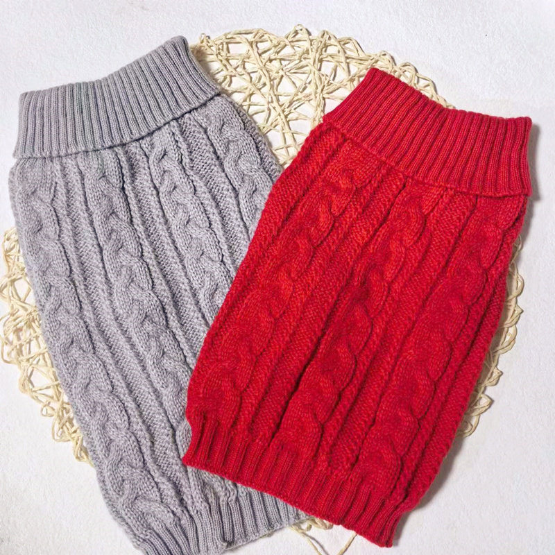 外贸复古高领宠物毛衣狗狗衣服秋冬装泰迪比熊小型犬猫小鹿犬幼犬