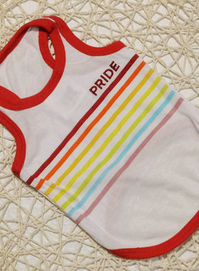 外贸断码S号白色彩虹条狗狗背心狗衣服夏季款泰迪比熊小型犬幼犬