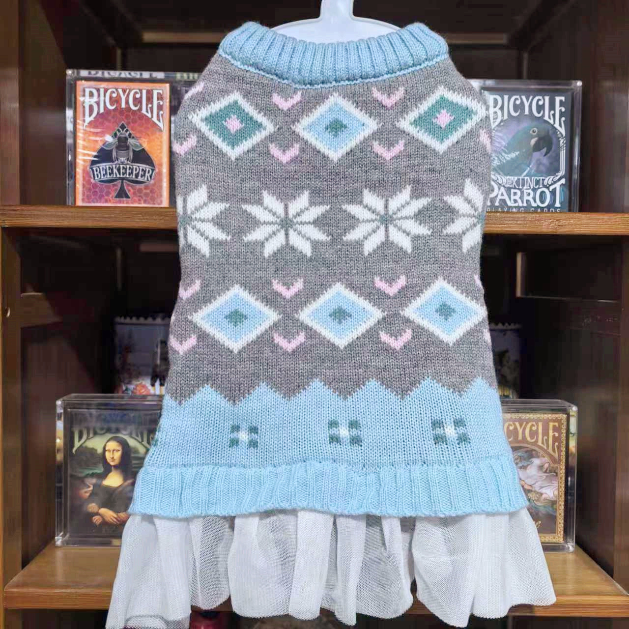 外贸宠物毛衣裙子狗狗衣服秋冬装厚款裙装泰迪比熊贵宾小鹿犬猫咪