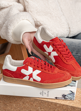LUMES&YHGM红色德训鞋女2026新款真皮经典小众时尚潮流休闲板鞋男