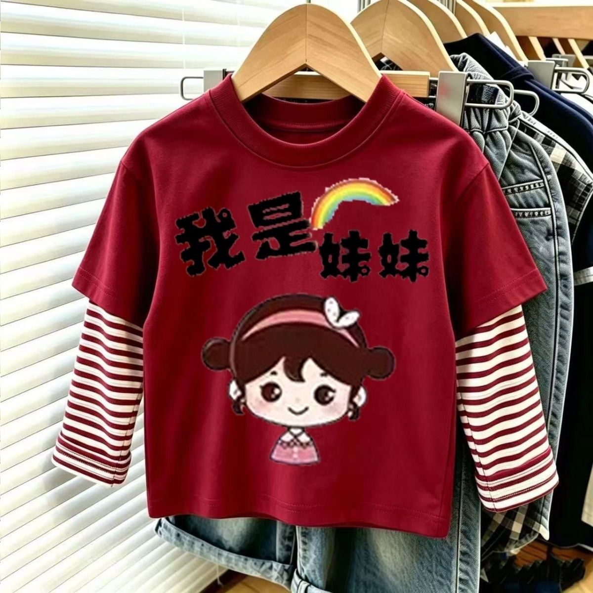 春秋儿童纯棉两件长袖洋气宝宝