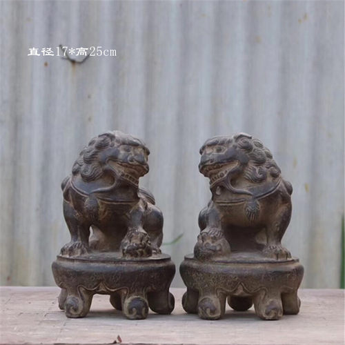 招财纳福案头玄关狮子茶桌大理石