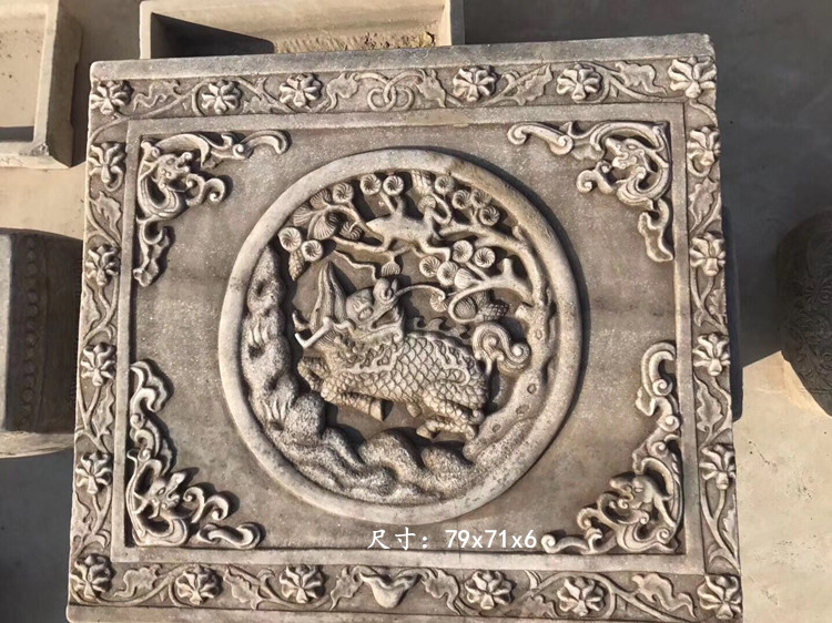 收藏精品高古青石汉白玉石麒麟板条案门头石匾别墅庭院办公室装饰