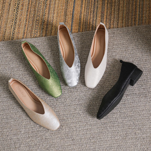 方印花头奶奶鞋 43码 软真皮国风古韵新中式 女低跟浅口软底单鞋