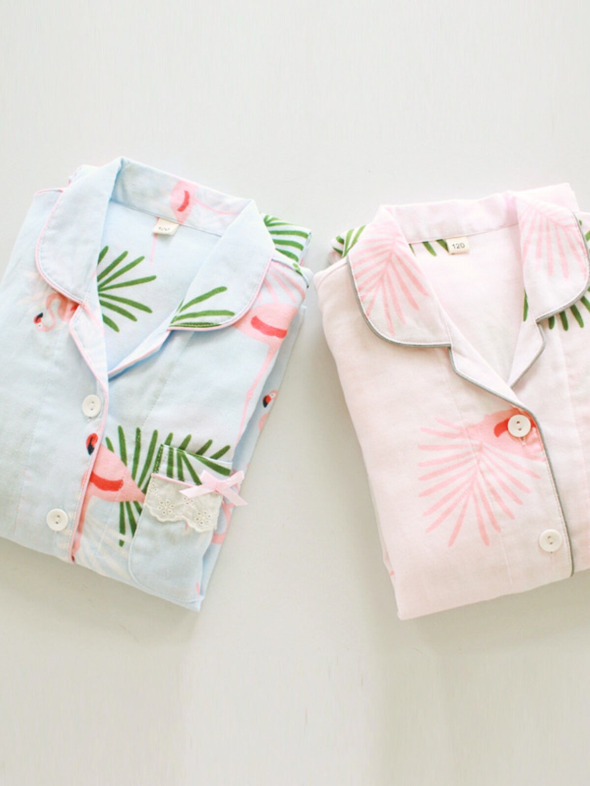 SPRING AND AUTUMN WOMENS THIN GAUZE COTTON LONG SLEEVE SHORT SLEEVE LONG PANTS GIRL AIR CONDITIONING LOUNGEWEAR SET GIRL PAJAMAS SUMMER
