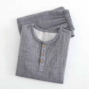 宝宝纯棉纱布家居服套装 圆领长袖 儿童睡衣男童中大童 男孩新款 秋季