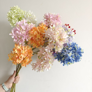 仿真2头繁星绣球花婚庆用花假花地排插花装饰花海瀑布花跨境批发