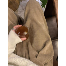 加绒加厚灯芯绒裤女宽松阔腿裤直筒裤显瘦百搭休闲裤拖地长裤秋冬