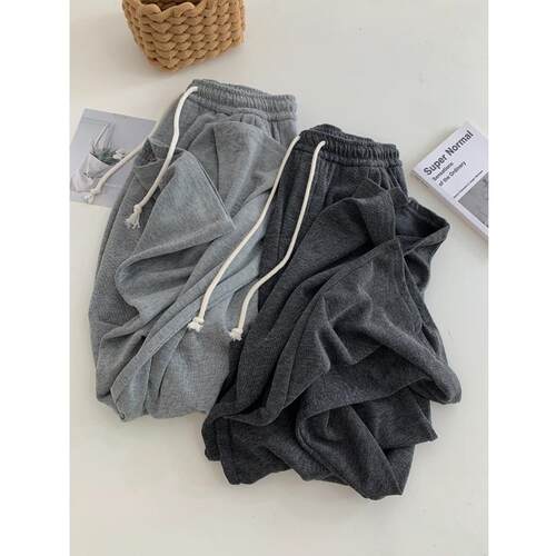 慵懒风软糯垂感阔腿裤女秋冬高腰百搭宽松显瘦休闲直筒糯米长裤子