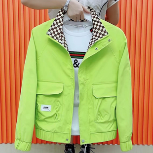 精神小伙外套男春秋时尚个性潮牌网红刺绣男士夹克修身短款上衣