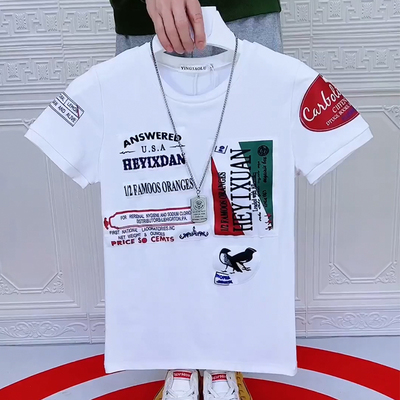 夏季字母短袖t恤男潮牌半截袖