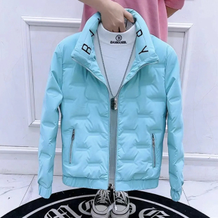 羽绒服男冬季轻薄立领拼色男士外套精神小伙羽绒衣防水保暖棉衣