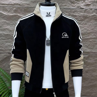 棉服外套男冬季新款潮流立领男士夹克加绒加厚痞帅拼色高级感棉衣