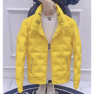 羽绒服轻薄免洗潮流保暖棉衣 拼色立领男士 痞帅棉服外套男冬季 韩版