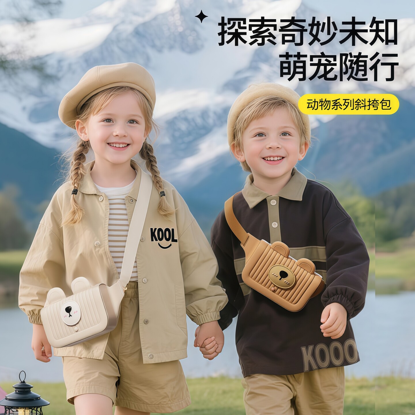 科物酷儿童斜挎包时尚外出游男童迷你小腰包女孩胸包可爱宝宝背包