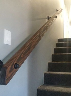 复古楼梯实木扶手别墅阁楼护栏老年人过道拉手走廊简约定制栏杆