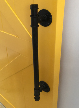 美式黑色门把手复古铁艺水管抽屉拉手谷仓门木门橱柜门把手定制