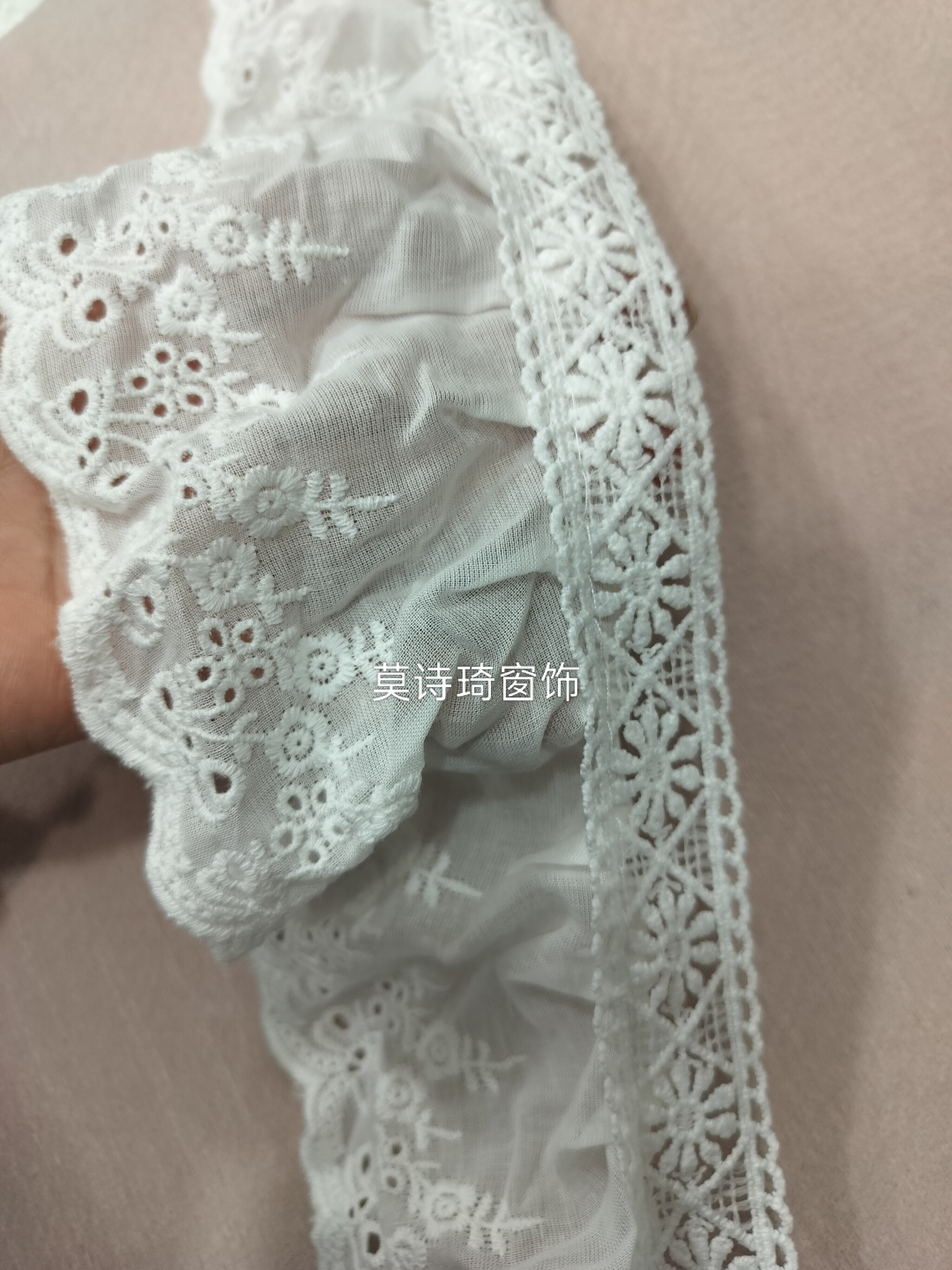 窗帘花边小法式复古碎花风白色搭配木耳棉边拼接装饰立边宽边辅料