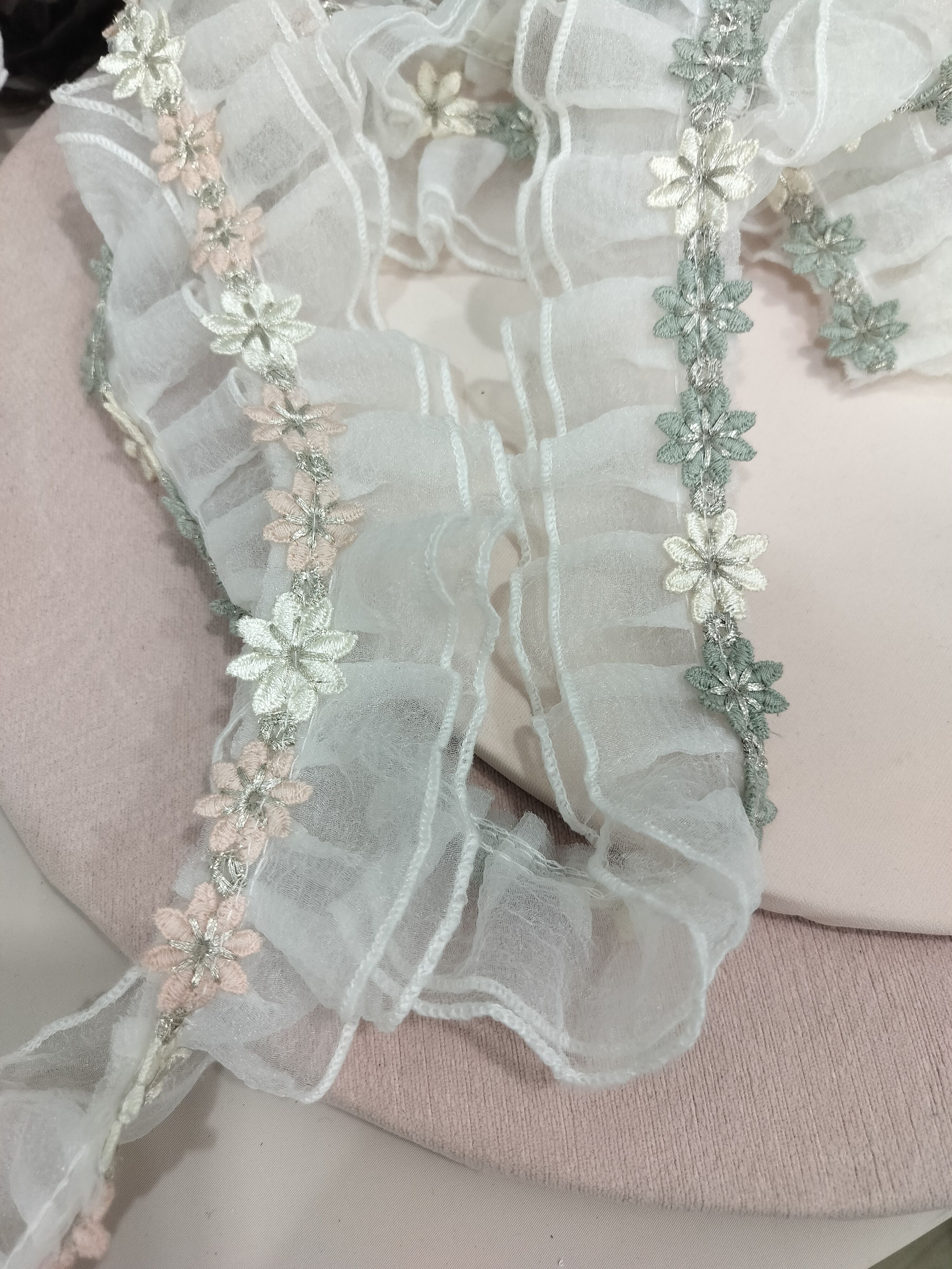 窗帘花边法式粉绿色蕾丝立边服装家居沙发布艺装饰辅料手工diy