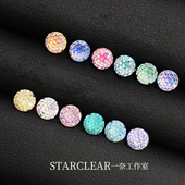 医用钛合金爆闪锆石烟花切耳钉外螺旋防过敏养耳洞平底耳蜗耳骨钉