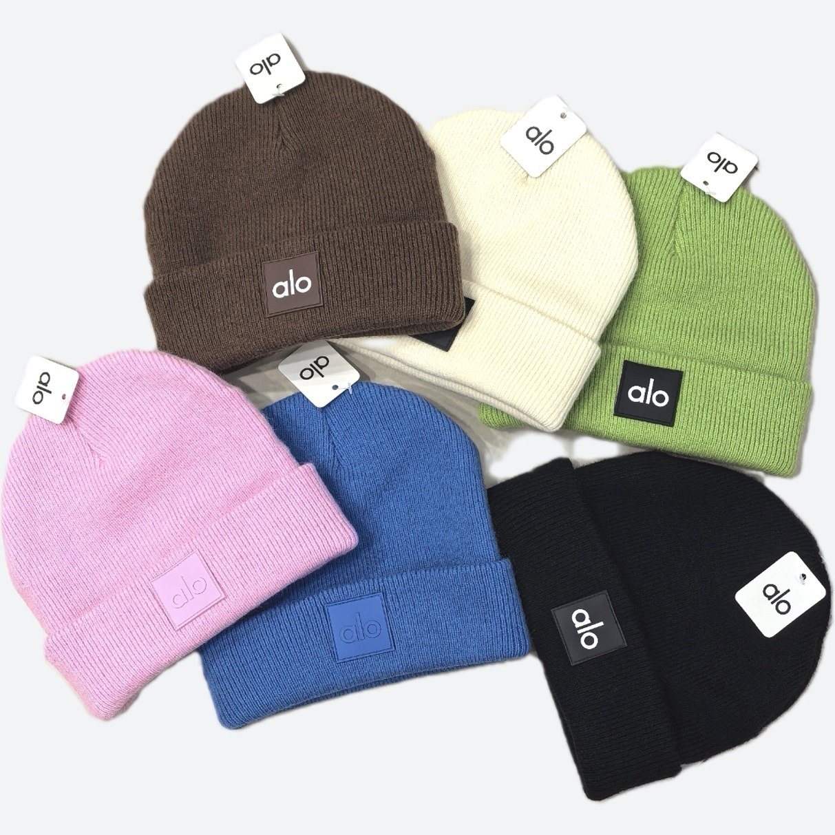 官网正品ALO时尚男女针织帽冬季保暖多色冷帽刺绣休闲情侣款帽子