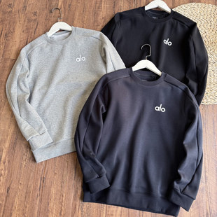 时尚 官网正品 长袖 加绒卫衣男士 休闲宽松打底纯棉 ALO圆领套头冬季