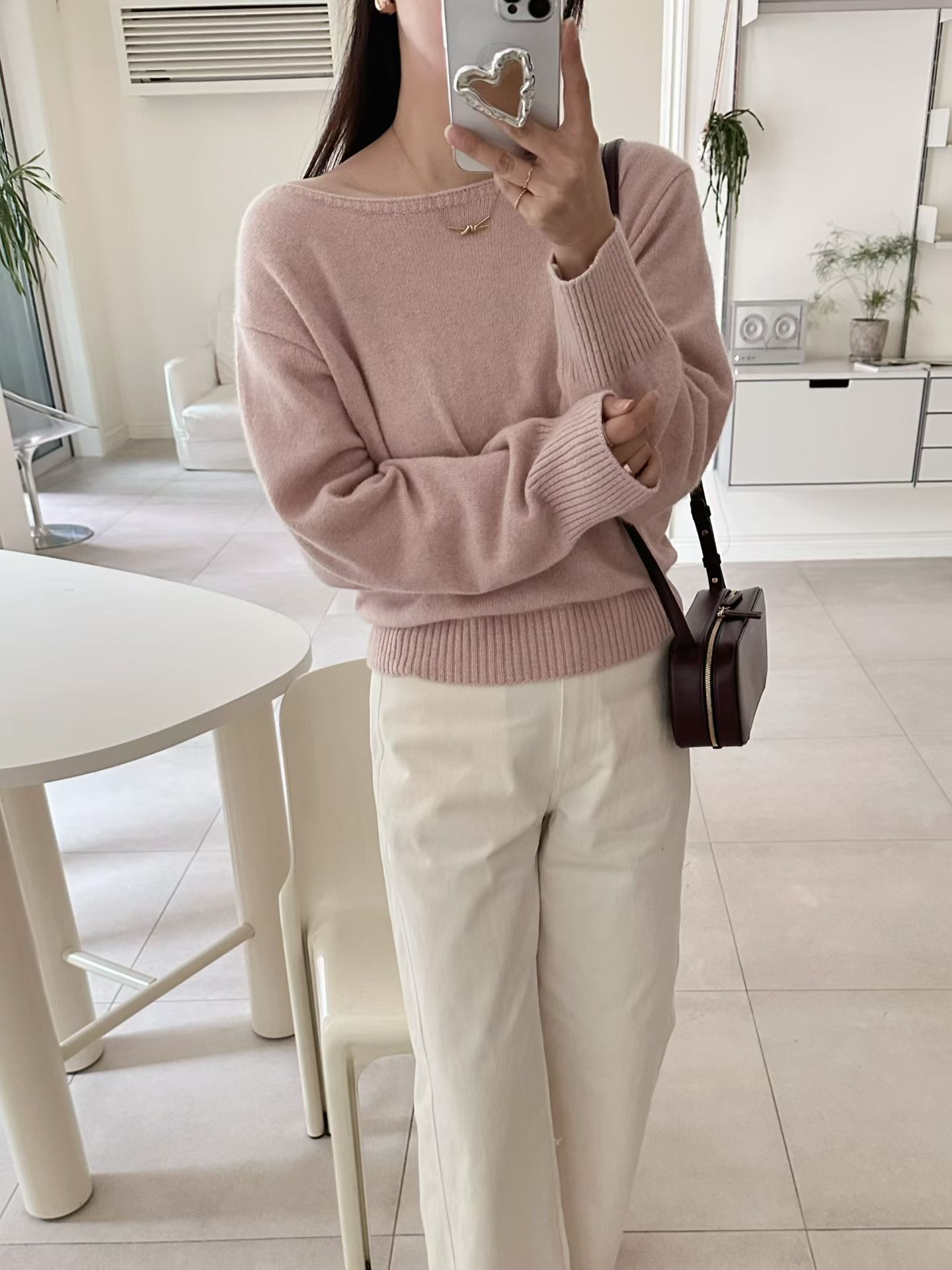 韩国东大门2025秋季新品2nd GATE时尚百搭一字肩长袖针织衫女毛衣