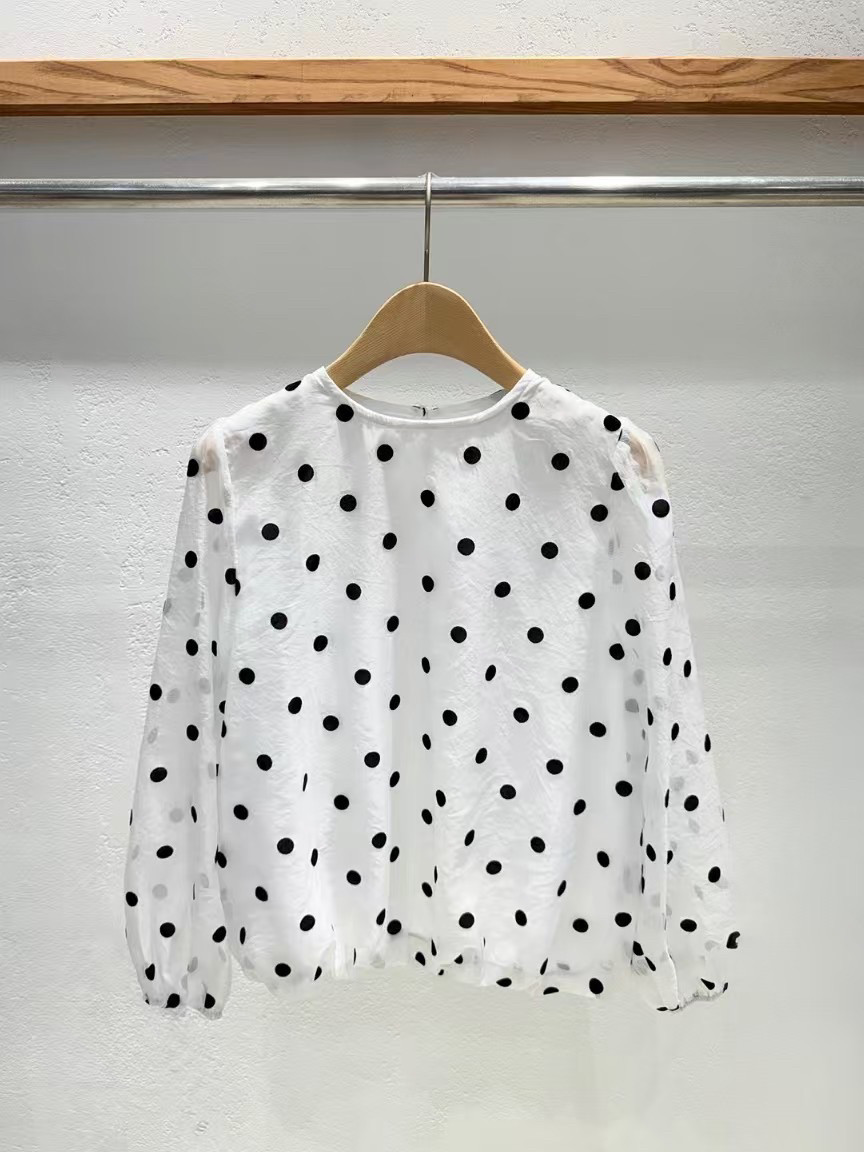 INTRO 韩国东大门代购 2025夏季新款 蕾丝波点套头上衣衬衫