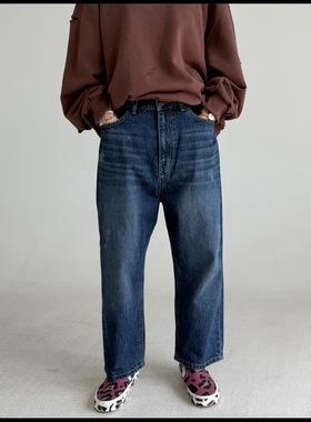 韩国东大门ITZEL2025秋冬新款 调节磨破九分牛仔裤p1820