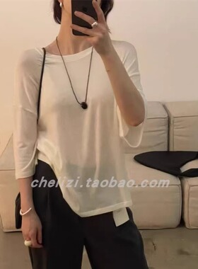 韩国东大门2025秋季新品comete简约休闲日常百搭圆领纯色长袖T恤
