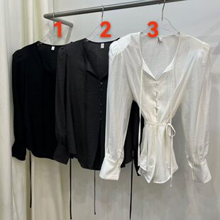 新款 长袖 BILLION 纯色系扣衬衫 女 韩国东大门2026春季