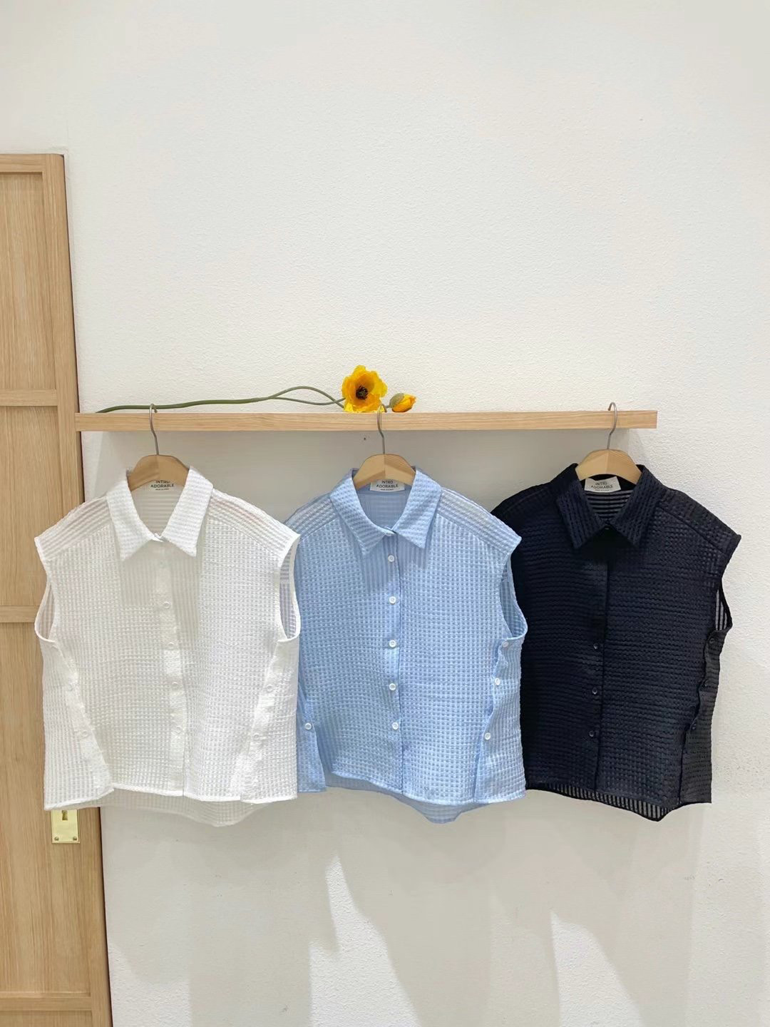 韩国东大门代购24夏季新品 INTRO无袖翻领设计上衣衬衣