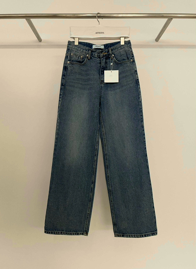 韩国东大门2025秋季新品ARTISANAL时尚百搭高腰显瘦直筒牛仔裤155