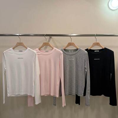 韩国东大门2026春季新品remaking圆领长袖字母T恤转薄上衣