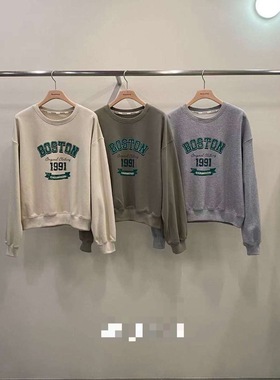 韩国东大门2025秋季新品Remaking时尚百搭圆领字母印花长袖T恤