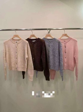 韩国东大门2025冬新品remaking时尚百搭圆领系扣长袖针织开衫女