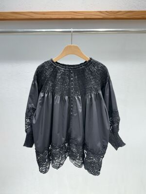 韩国东大门2025秋季新款INTRO时尚百搭高领百褶灯笼袖娃娃衫上衣