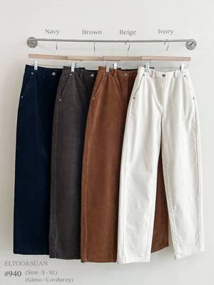 韩国东大门代购2025冬新款ELTOO SUAN松紧腰帅百搭加绒休闲裤940