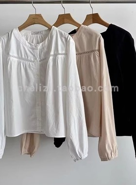 韩国东大门2025秋季新品valuable洋气时尚百搭圆领单排扣宽松衬衫