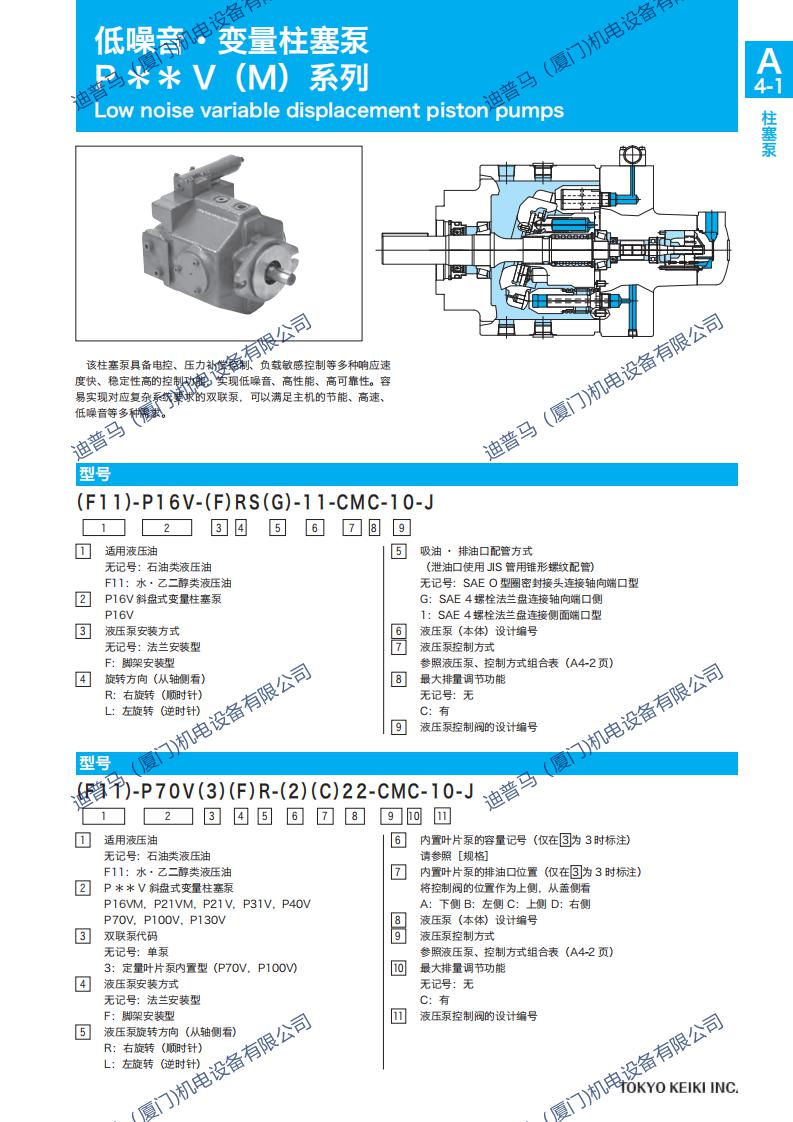 日本TOKYO KEIKI东京计器低噪音柱塞泵P31VR-20-CMC-21-S121-J