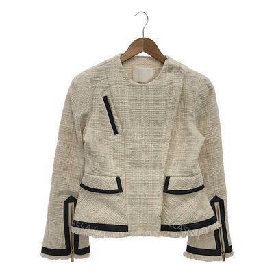新品 Mame Kurogouchi 白色粗花呢拉链夹克外套 23SS 日本制