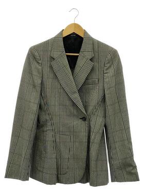 Maison Margiela 灰色羊毛格纹单扣西装夹克  多色拼接 意大利制