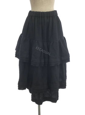 cdg Noir Kei Ninomiya 二宫启 24AW100羊毛层叠长裙半裙 黑色