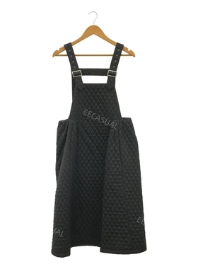 Noir Kei Ninomiya 黑色绗缝夹棉A字形背带裙 冬款连衣裙 22AW