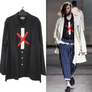 山本耀司 Yohji Yamamoto POUR HOMME 黑色真丝衬衫 17SS