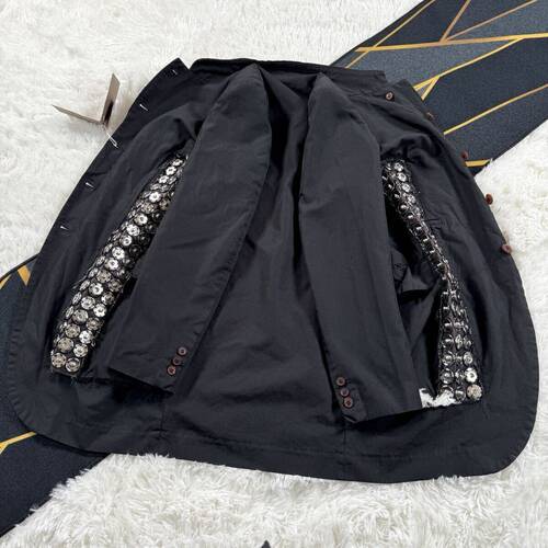 新品 CDG HOMME PLUS黑色缩绒暗扣装饰外套